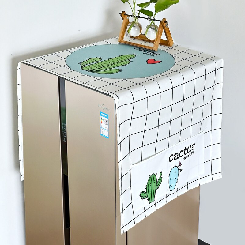 Poklopac za prašinu s plavim geometrijskim cvijetom za veliki frižider koji se postavlja jedan pored drugog, europska krpa za prašinu Pristaje na hladnjak s križnim vratima/4 vrata