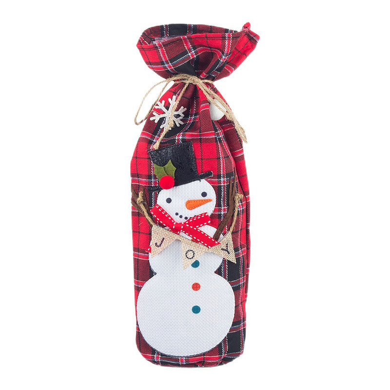 Decoratiuni de Craciun Geanta pentru sticla de vin din pânza Decoratune pentru sticla de vin rosu Vin de Craciun Lup Pahar de vin Saci cadou pentru vin 2 sticle