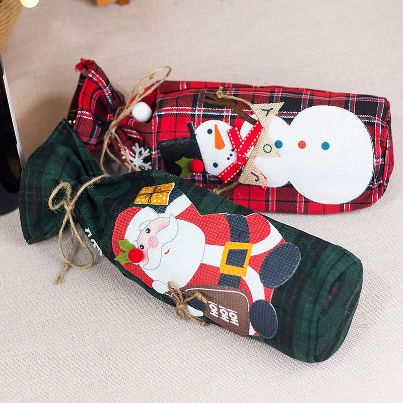 Božićni ukrasi Vreća za bocu vina od kostrijeti Dekoracija boce crvenog vina Božićni set boca vina Wine Travel