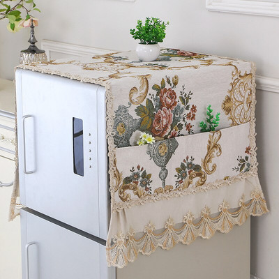 1 ks žakárový jednostranný otvorený dvojitý otvorený uterák na chladničku, kryt na práčku, kryt na prach, čipkovaná tkanina, viacúčelový uterák