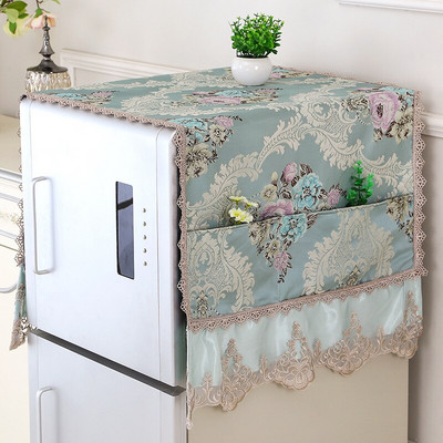 1 ks žakárový jednostranný otvorený dvojitý otvorený uterák na chladničku, kryt na práčku, kryt na prach, čipkovaná tkanina, viacúčelový uterák