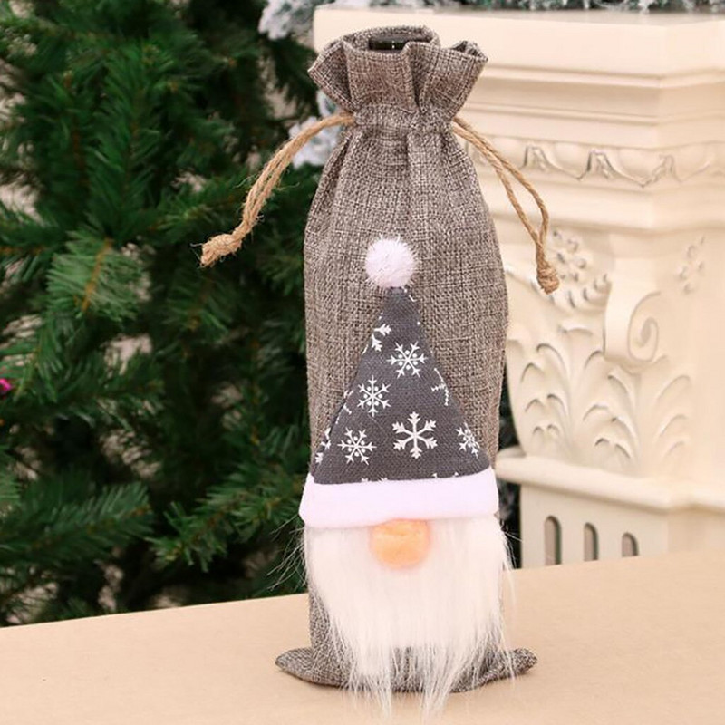 Krabice na sťahovanie vína Vianočné dekorácie na fľaše Kreatívne sady dekorácií Vianočné dekorácie do domácnosti s vínom Vianočná čiapka s fľašou vína