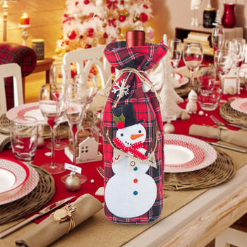 Stain Glass Wine Glass Χριστουγεννιάτικα Διακοσμητικά Λινάτσα Μπουκάλι Κρασιού Τσάντα Κόκκινο Μπουκάλι Κρασιού Διακόσμηση Χριστουγεννιάτικο Σετ μπουκαλιού κρασιού