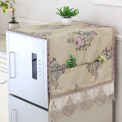 1 ks žakárový jednostranný otvorený dvojitý otvorený uterák na chladničku, kryt na práčku, kryt na prach, čipkovaná tkanina, viacúčelový uterák