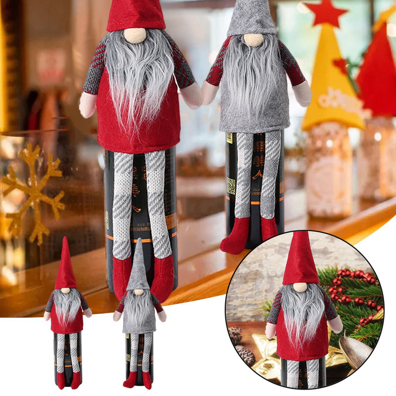 Pahare de vin cu degetul mare pentru sticle de vin Mailer Decoratiuni de Craciun Papusa fara chip Suport pentru sticla de vin Pahar Pahar de vin