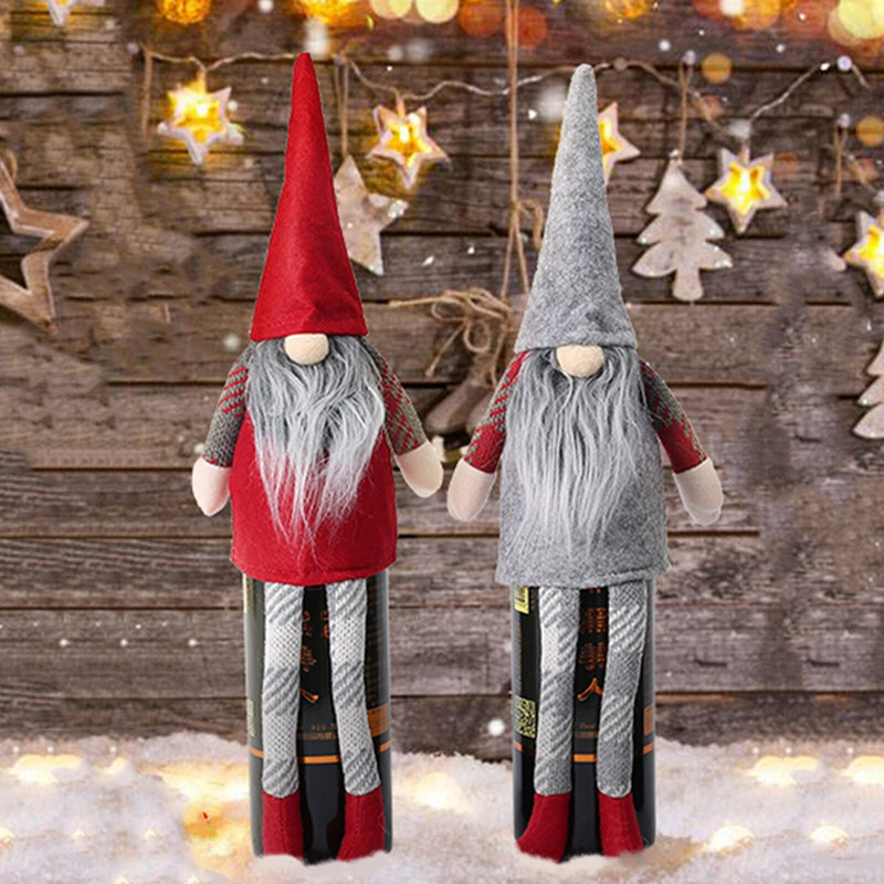 Pahare de vin cu degetul mare pentru sticle de vin Mailer Decoratiuni de Craciun Papusa fara chip Suport pentru sticla de vin Pahar Pahar de vin