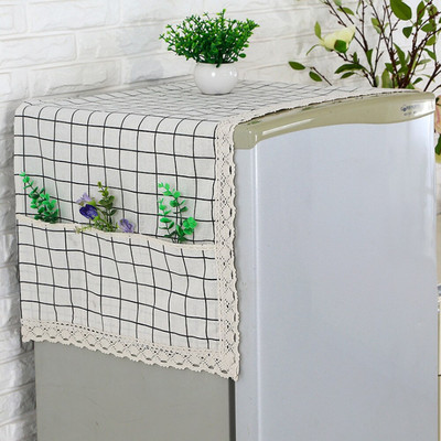 Многофункционален домашен хладилник от памук и лен Прахозащитно покритие Калъф за кърпа Защитен капак за хладилник Кухненски консумативи