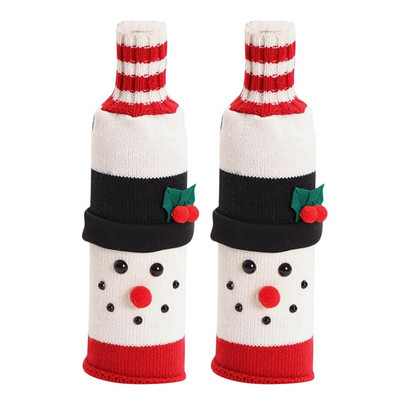 2 bucăți drăguț capac pentru sticla de vin de Crăciun pulover tricotat pentru sticlă de vin pentru petrecere de vacanță, decorare pentru masă de Crăciun