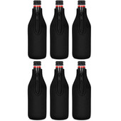 Manșon pentru răcitor pentru sticle de bere Păstrați băutura rece Zip-up Husă izolată din neopren extra gros negru