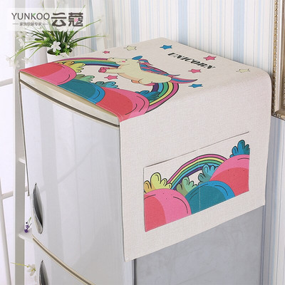 Памучна и ленена чанта за съхранение на хавлиени кърпи за хладилник с една врата Многофункционална модерна проста щампована капачка за прах