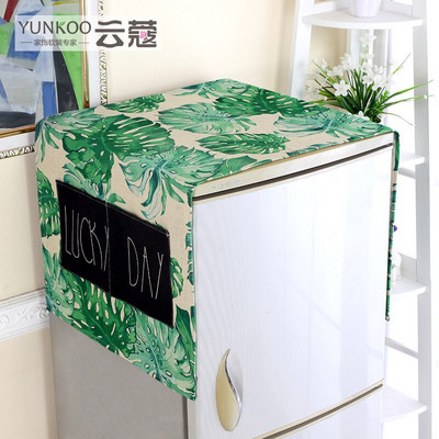 Памучна и ленена чанта за съхранение на хавлиени кърпи за хладилник с една врата Многофункционална модерна проста щампована капачка за прах