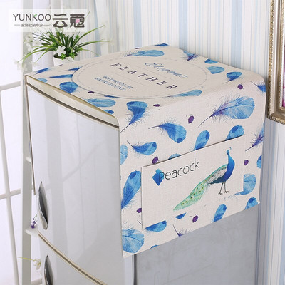 Памучна и ленена чанта за съхранение на хавлиени кърпи за хладилник с една врата Многофункционална модерна проста щампована капачка за прах