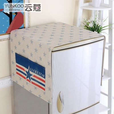 Памучна и ленена чанта за съхранение на хавлиени кърпи за хладилник с една врата Многофункционална модерна проста щампована капачка за прах