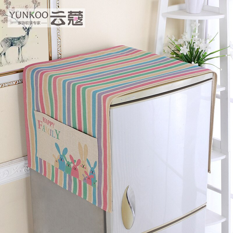 Памучна и ленена чанта за съхранение на хавлиени кърпи за хладилник с една врата Многофункционална модерна проста щампована капачка за прах