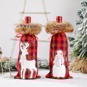 Vyno butelių nešiojimo krepšys Kalėdų papuošalai h Grotelės vyno butelio rankovės vyno butelio maišelis Puikus vyno atidarytuvas