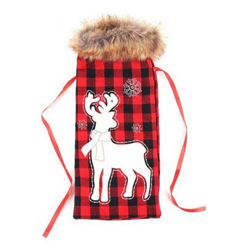 Vyno butelių nešiojimo krepšys Kalėdų papuošalai h Grotelės vyno butelio rankovės vyno butelio maišelis Puikus vyno atidarytuvas