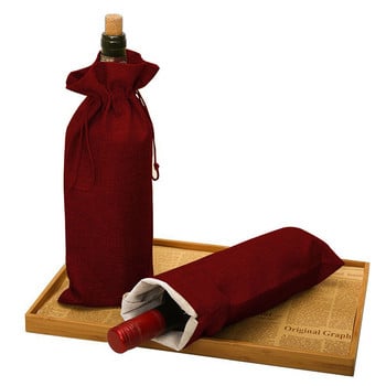 Wine Holders Christmas Wine Mailer Gift Μπουκάλι από λινό με κορδόνι μπουκαλιού Τσάντες κρασιού Τσάντες κάλυμμα κρασιού 10τμχ Wine bags Holiday