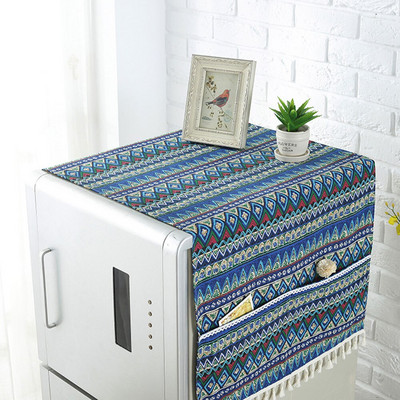 Bavlnený a ľanový kryt na chladničku, odolný voči prachu, vrecko na chladničku, viacúčelový bytový textilný kryt na práčku