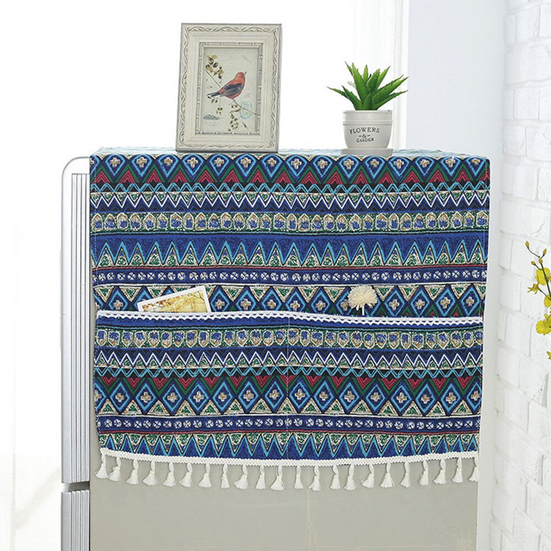 Bavlnený a ľanový kryt na chladničku, odolný voči prachu, vrecko na chladničku, viacúčelový bytový textilný kryt na práčku