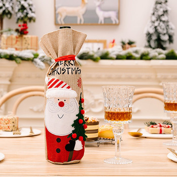 Νέα χριστουγεννιάτικα στολίδια Απομίμηση λινό μανίκι μπουκαλιού κρασιού Αυτοκόλλητο Old Man Snowman Wine Wine Savant Πολύχρωμα ποτήρια κρασιού