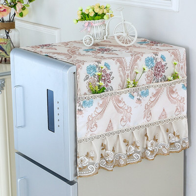 Kryt na chladničku, uterák z látky, jednoduchý otvorený kryt na prach, európsky viacúčelový látkový úložný vak s otvorenými dverami