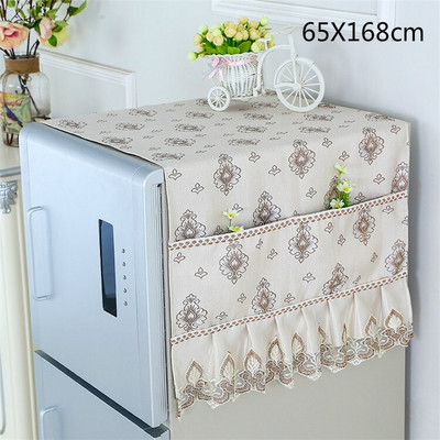 Kryt na chladničku, uterák z látky, jednoduchý otvorený kryt na prach, európsky viacúčelový látkový úložný vak s otvorenými dverami