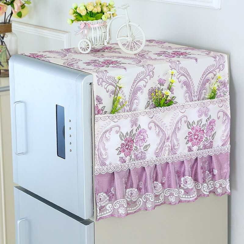 Kryt na chladničku, uterák z látky, jednoduchý otvorený kryt na prach, európsky viacúčelový látkový úložný vak s otvorenými dverami