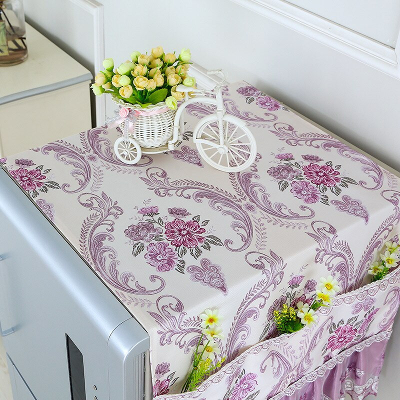 Kryt na chladničku, uterák z látky, jednoduchý otvorený kryt na prach, európsky viacúčelový látkový úložný vak s otvorenými dverami