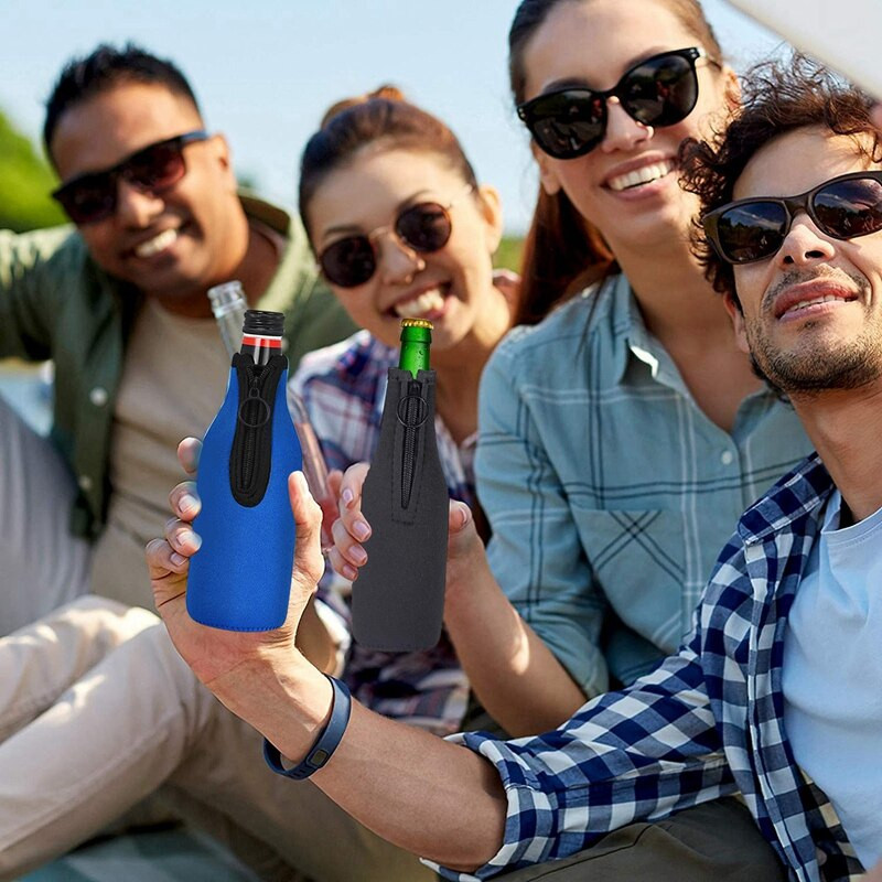 Chladiace puzdrá na pivo so zipsom na párty, držiak na pivo, skladací izolovaný kryt na 330 ml fľaše.