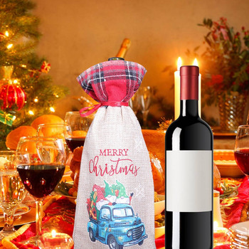 Коледен комплект бутилки за вино Син камион Tether Шампанско Червено вино Комплект Семейна маса за хранене Надуваема торбичка за бутилки Чанта за хладилник за вино