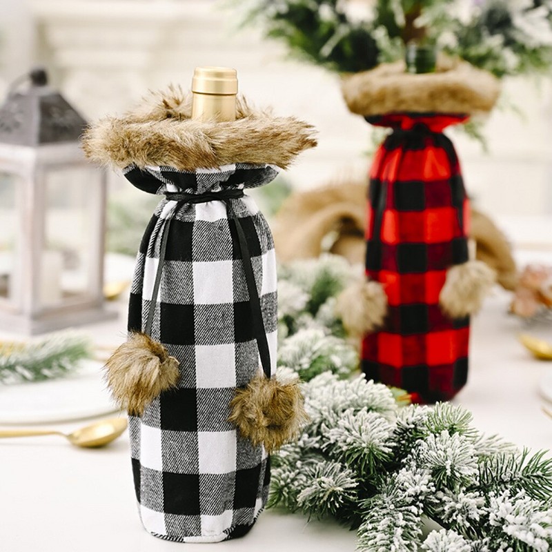 Pahare de vin Racitor pentru sticle de vin cu zăbrele cu pompon curcubeu Geantă pentru sticle de vin roșu și negru Răcitor de vin roșu Pahare de vin mici fără tulpină