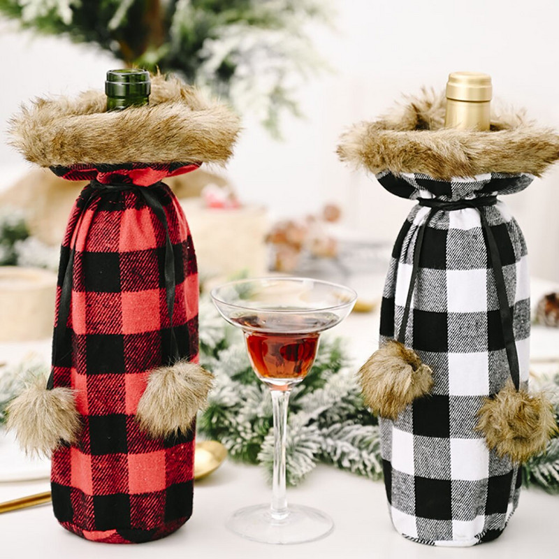 Pahare de vin Racitor pentru sticle de vin cu zăbrele cu pompon curcubeu Geantă pentru sticle de vin roșu și negru Răcitor de vin roșu Pahare de vin mici fără tulpină