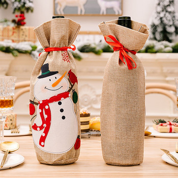 Νέα χριστουγεννιάτικα στολίδια Απομίμηση λινό μανίκι μπουκαλιού κρασιού Αυτοκόλλητο Old Man Snowman Wine Gadgets για γυναικεία τσάντα κρασιού για πικνίκ