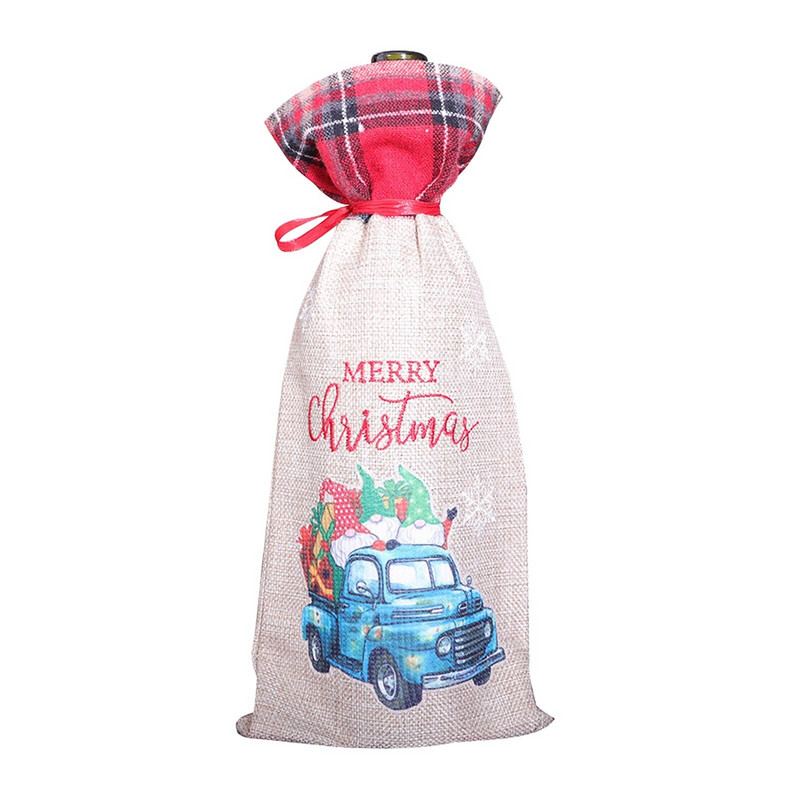 Vianočná sada fliaš vína Blue Truck Tet Sada šampanského na červené víno Rodinný jedálenský stôl Vianočná dekorácia Citlivá k vínu