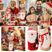 Nové vianočné dekorácie Imitácia ľanu Rukoväť na fľašu vína Starý muž Snehuliak Samolepka Rukoväť na fľašu vína Kreslená cestovná fľaša