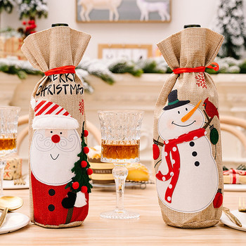 Νέα χριστουγεννιάτικα στολίδια απομίμηση λινό μανίκι μπουκαλιού κρασιού Αυτοκόλλητο Old Man Snowman Bottle Wine Sleeve Bottle Travel