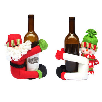 Торба за вино Стол Sit N Коледна украса за дома Коледен снежен човек Комплект бутилки за вино Големи мини флейти за шампанско Пластмасови
