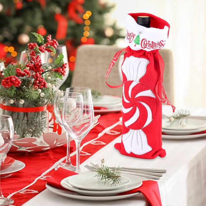 Vyno atidarytuvas Triušis Kamščiatraukis namo raudonas vakarėlis kalėdinio butelio dekoravimo maišeliai Kalėdų senelio vyno vyno namų išmetimas šampano fleitos