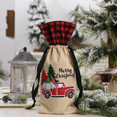 Vyno taurių rinkinys iš 12 kalėdinių papuošimų Miško pagyvenę žmonės Automobilių vyno butelio kamštelio maišelis Kalėdų sniego senio vyno taurės su koteliais