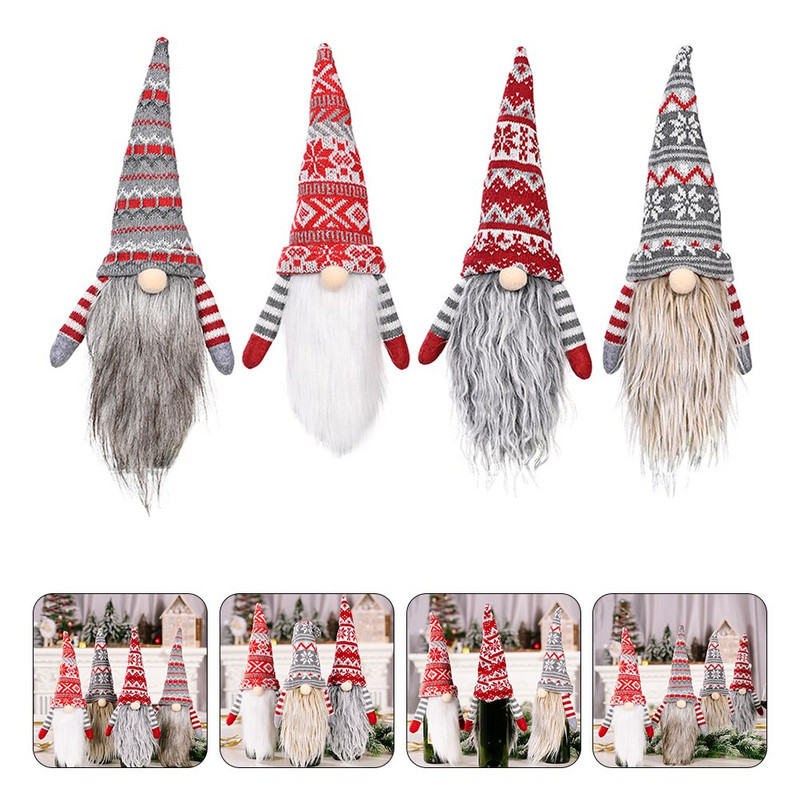 4 buc. Capac pentru sticle de Crăciun Petrecere de Crăciun Gnome Masa Moș Crăciun Opritori decorativi Căciulă pentru sticle de Crăciun