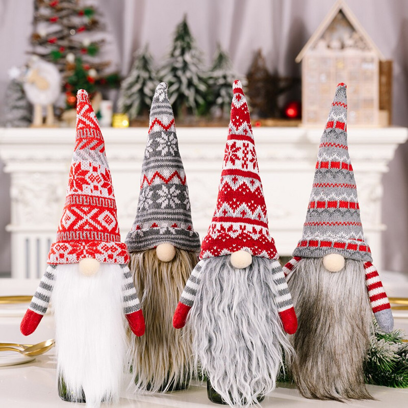 4 buc. Capac pentru sticle de Crăciun Petrecere de Crăciun Gnome Masa Moș Crăciun Opritori decorativi Căciulă pentru sticle de Crăciun