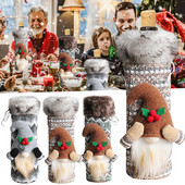 Vianočný uzáver na víno, beztvárová bábika, balenie červeného vína, taška s dlhými vlasmi, vianočný uzáver na víno, stolové dekorácie, vývrtka na víno