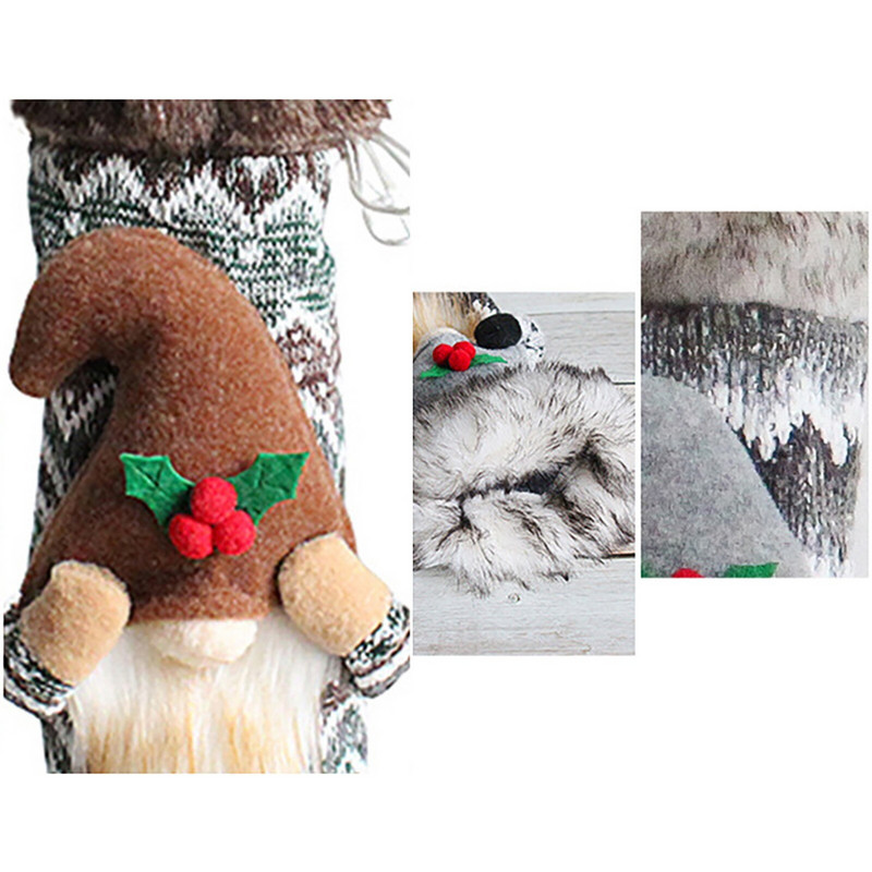 Vianočný uzáver na víno, beztvárová bábika, balenie červeného vína, taška s dlhými vlasmi, vianočný uzáver na víno, stolové dekorácie, vývrtka na víno