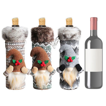 Коледна капачка за бутилка вино Безлична кукла Чанта за опаковане на червено вино Дълга коса Коледна капачка за вино Маса Високи флейти за шампанско без стебла