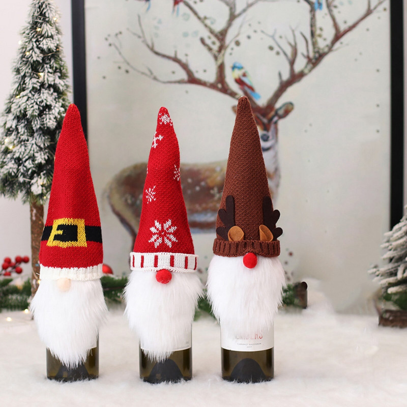 Vianočné dekorácie Dekorácia na fľašu vína Pletená sada na víno Pohár na víno Chardonnay Stolový pohár na víno s otváračom na okraj Sada 4 pohárov na víno