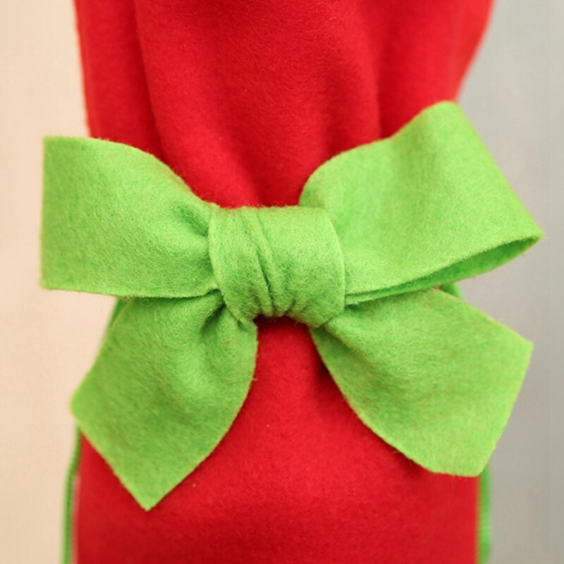 3-dielna sada vianočných darčekových tašiek na víno, vianočná darčeková taška z plsti s vianočnou tematikou, vianočný stromček a sob