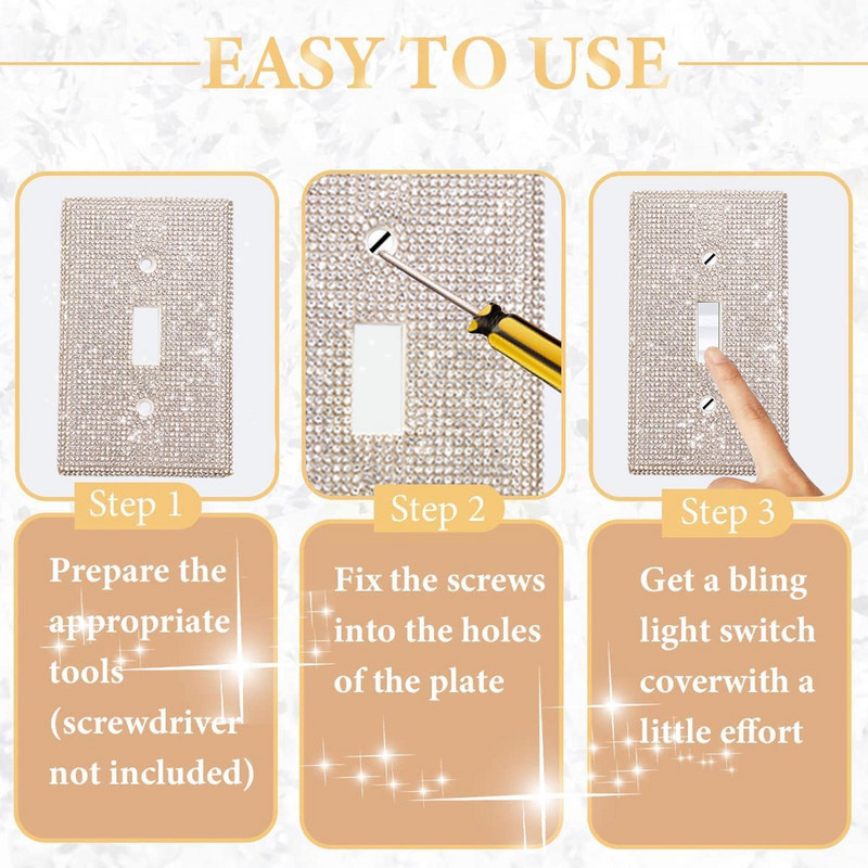 6 tk Blingi valguslüliti kate läikiv rhinestones väljalaskeava Duplex Gang ühe väljundi pistikupesa katted seinaplaadid E9Q8