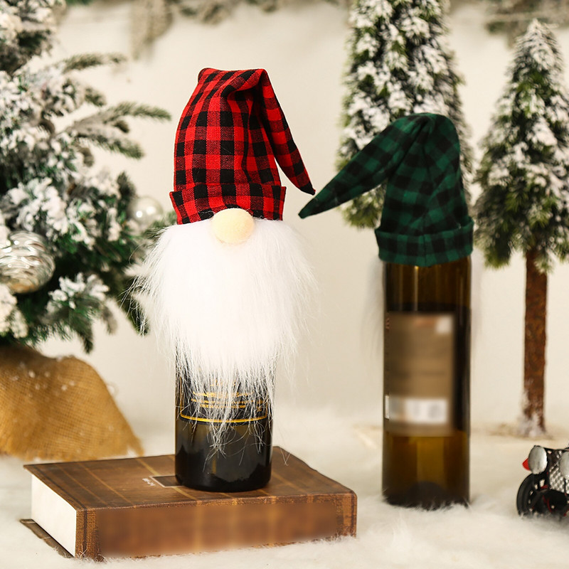 2 vnt kalėdiniai papuošimai virtuvės stalviršio puošmena rekvizitai Plaidų rinkinys Raudonojo vyno butelių rinkinys Vyno vyno pavyzdžiai Maži buteliai Dovana