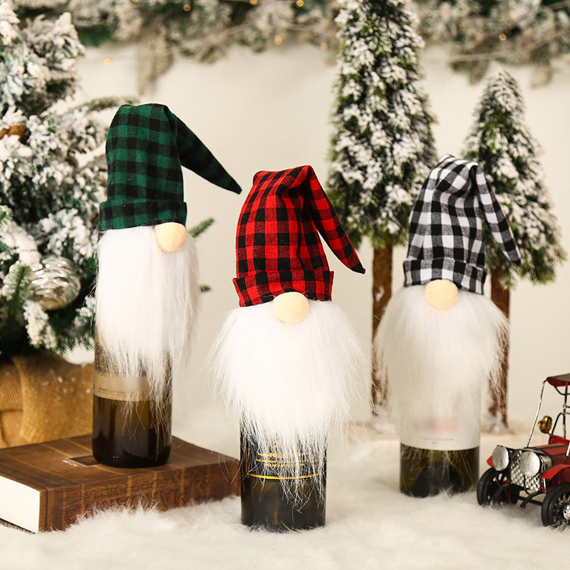2 vnt kalėdiniai papuošimai virtuvės stalviršio puošmena rekvizitai Plaidų rinkinys Raudonojo vyno butelių rinkinys Vyno vyno pavyzdžiai Maži buteliai Dovana