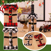 Vianočné ozdoby, kockovaný opasok, sady fliaš na víno, ozdoby na fľaše vína, sviatočné poháre na víno, sada 6 ks, vianočná pančucha, vrecko na víno